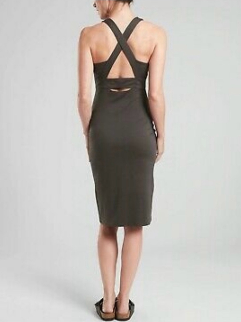 Athleta Deep Breath Bralette Cross-Back Dress Black Olive Size Large Tall NWT